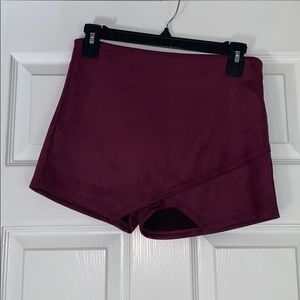 Plum Suede Envelope Skort